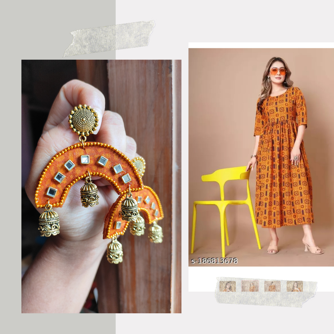 MAHIRA EARRING handmade/ Handmade jewelry collection/ Fabric jewelry by mayurpankh