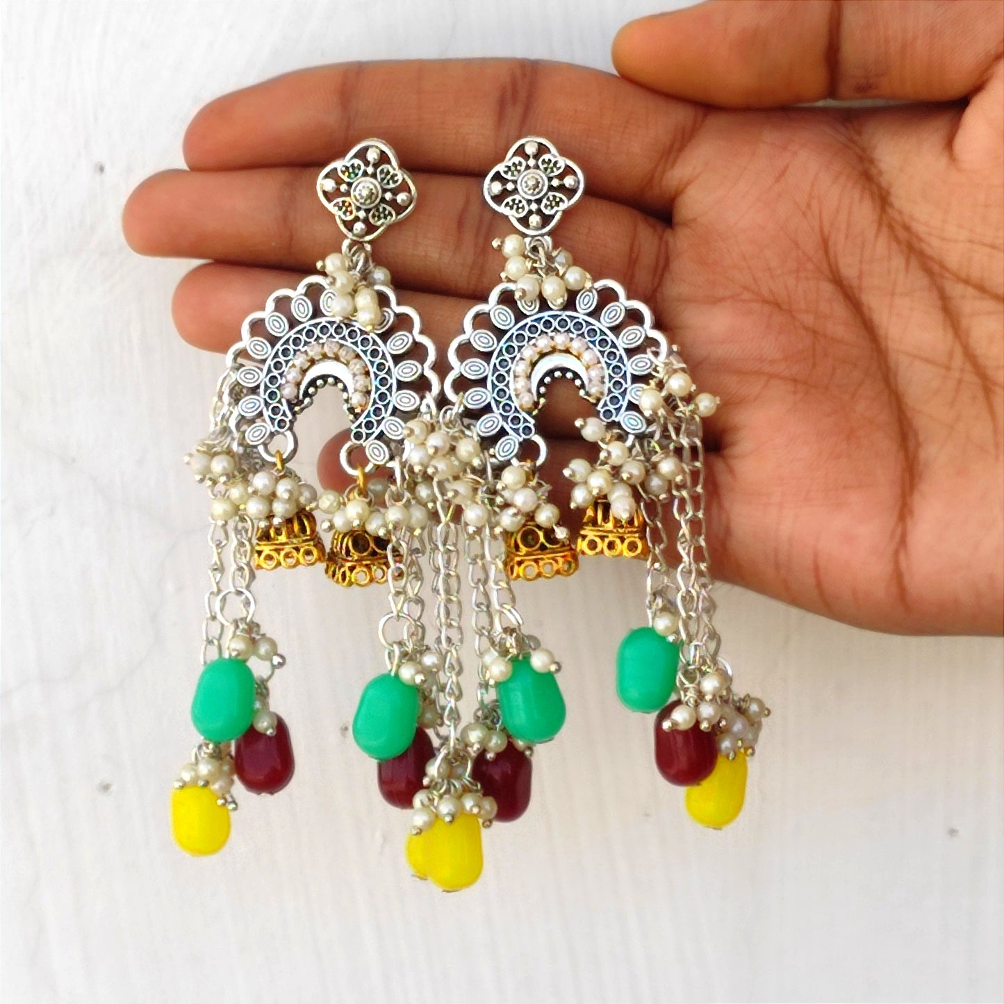 Naina silver jhumka / handmade jhumka by mayurpankh handmade/ oxide jhumka