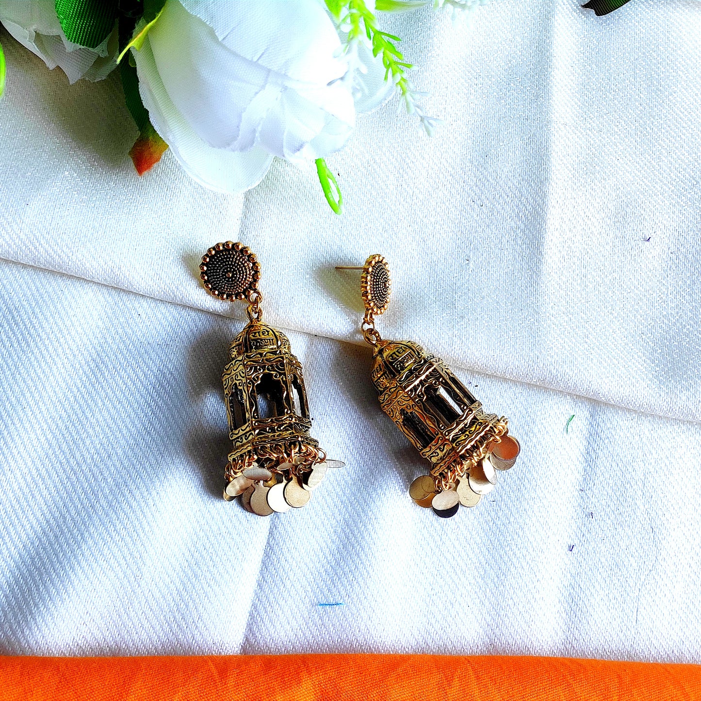 Handcraft golden earrings|| Handmade earrings by mayurpankh|| oxide jewelry