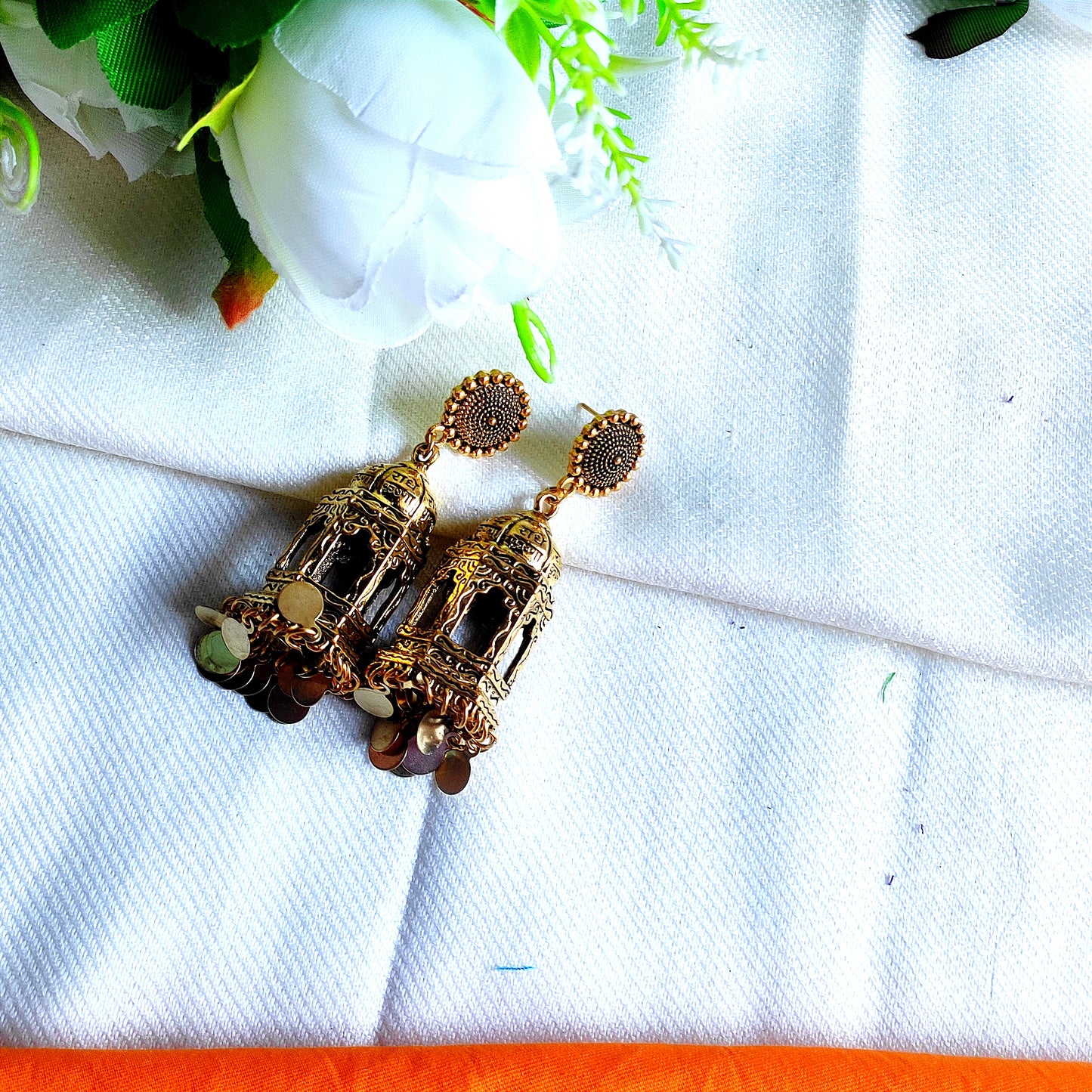 Handcraft golden earrings|| Handmade earrings by mayurpankh|| oxide jewelry