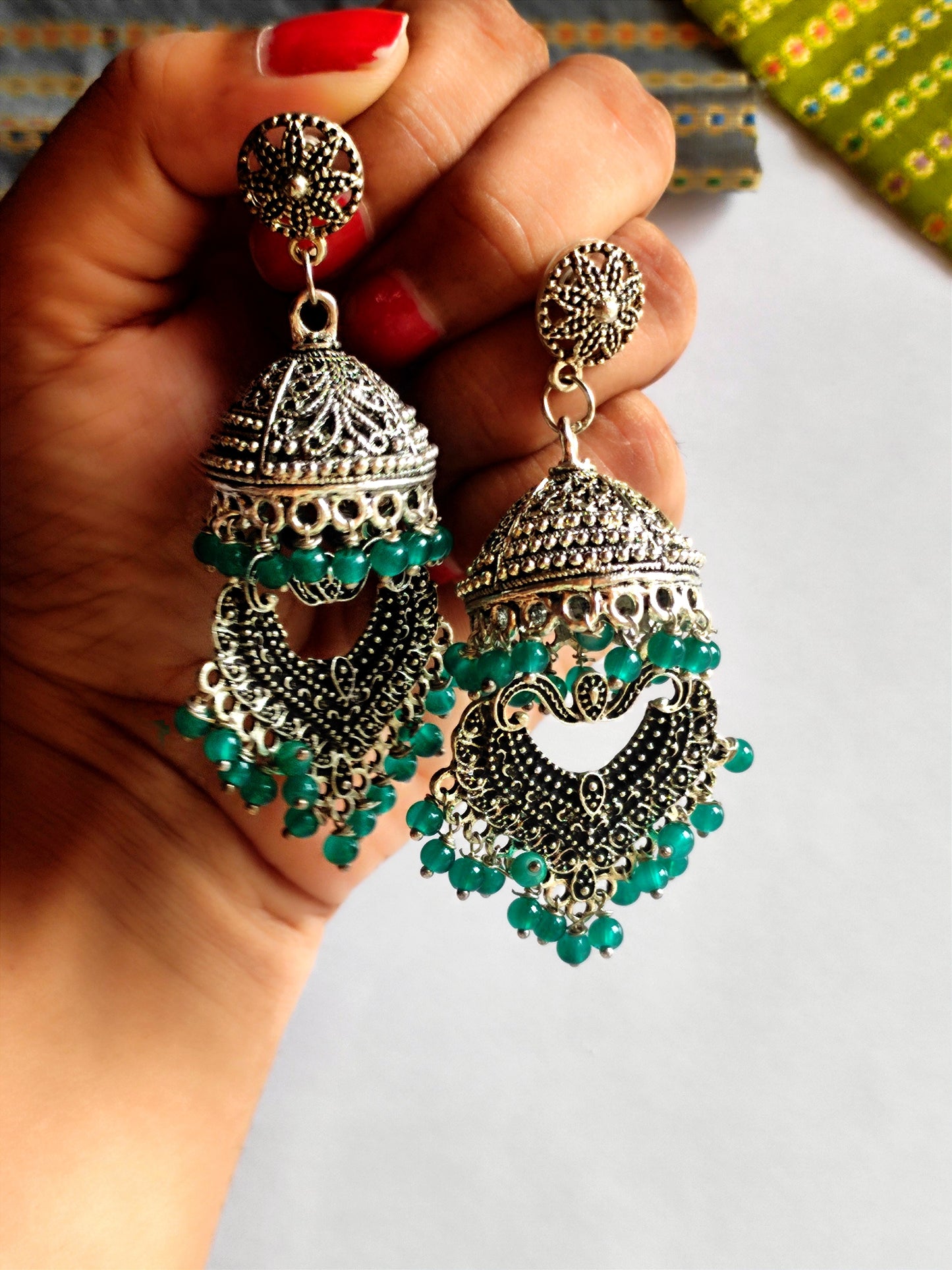 Silver jhumka earring handmade