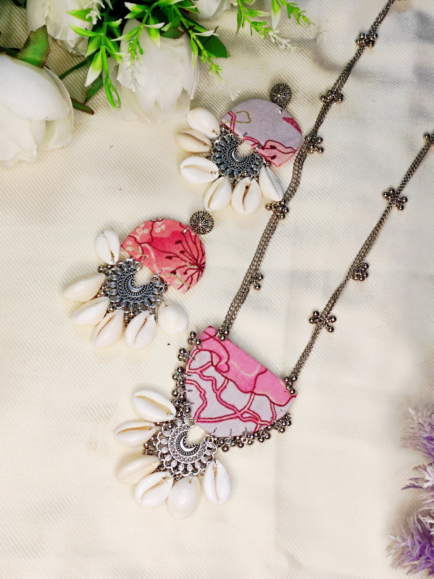 Fabric long necklace