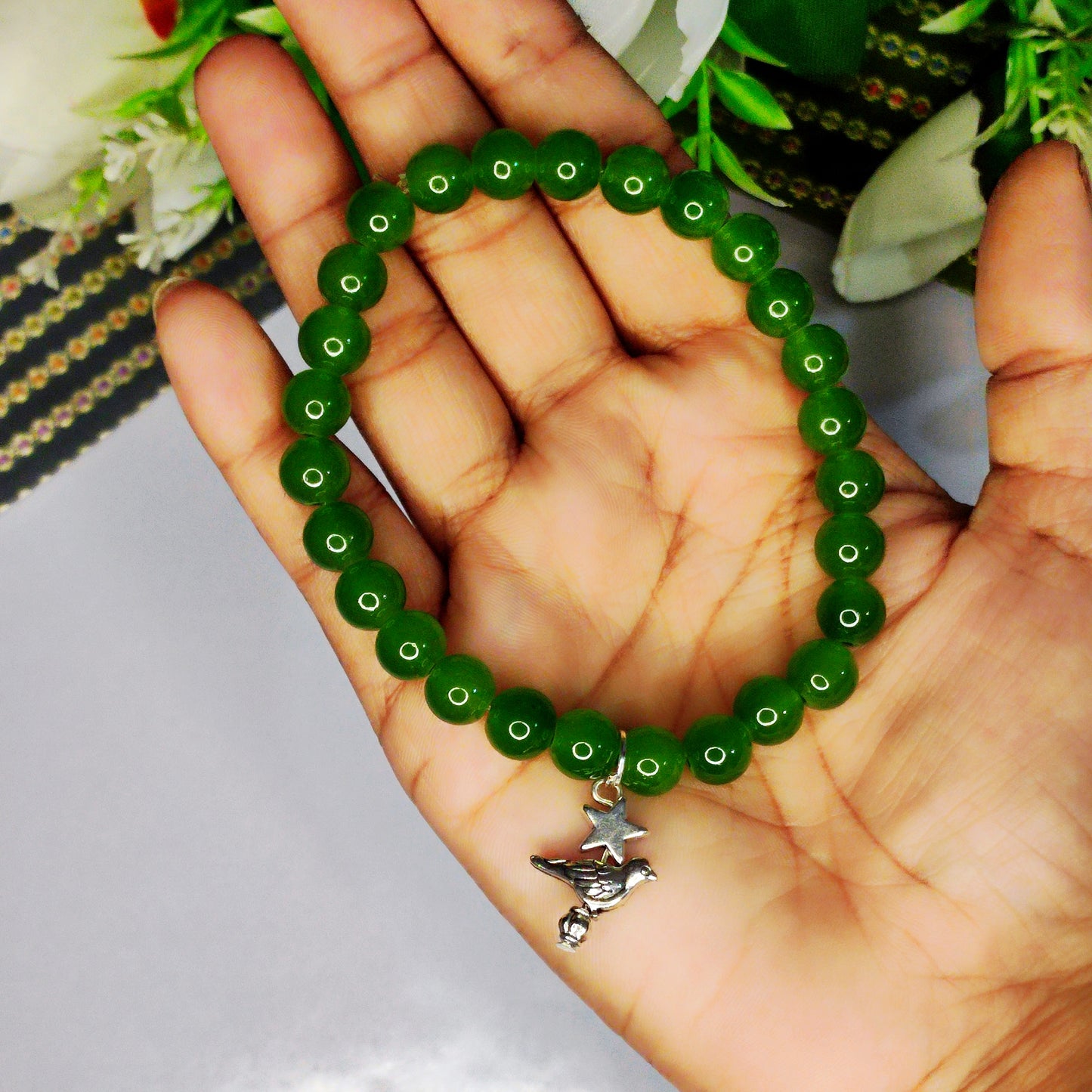 Round glass beads bracelet