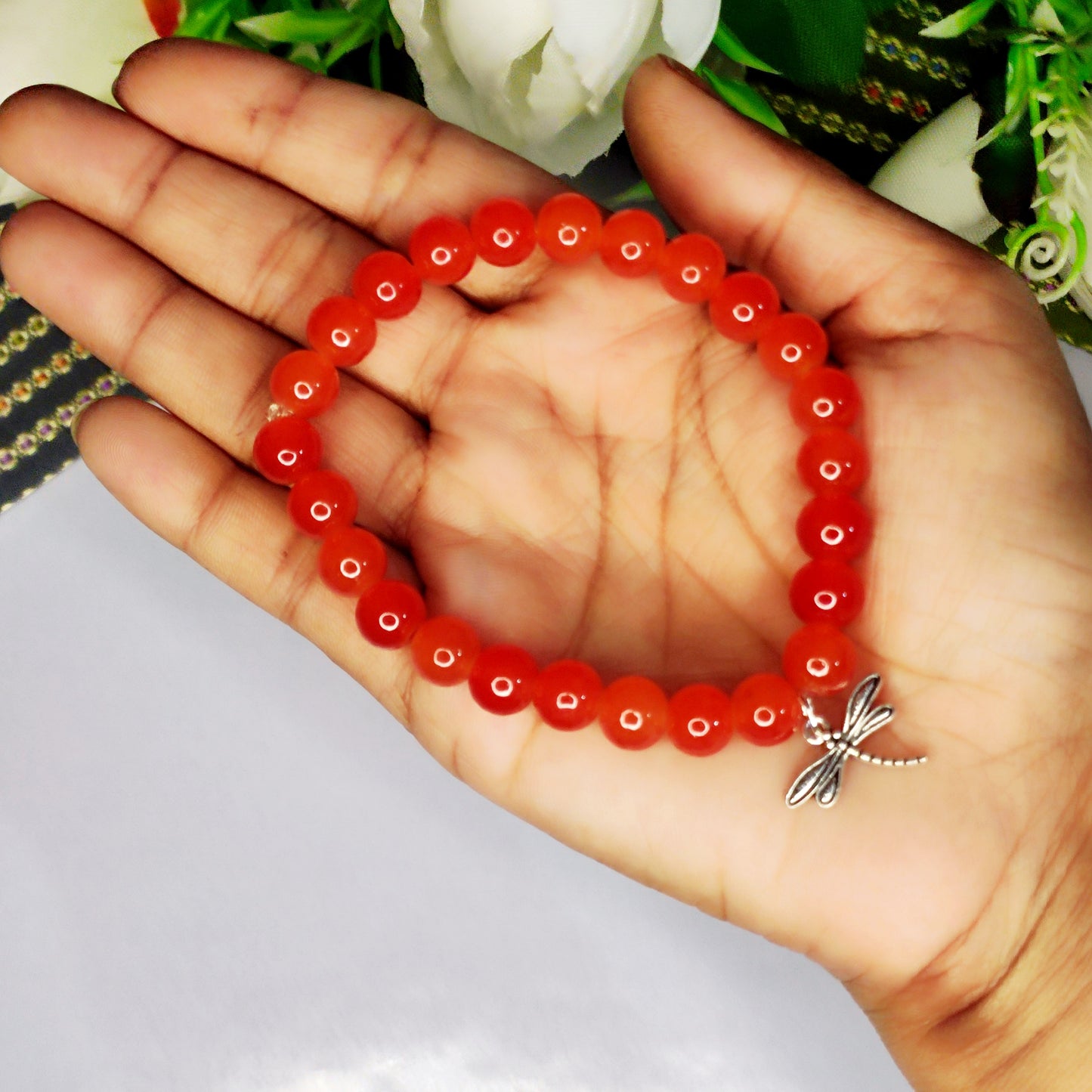 Round glass beads bracelet