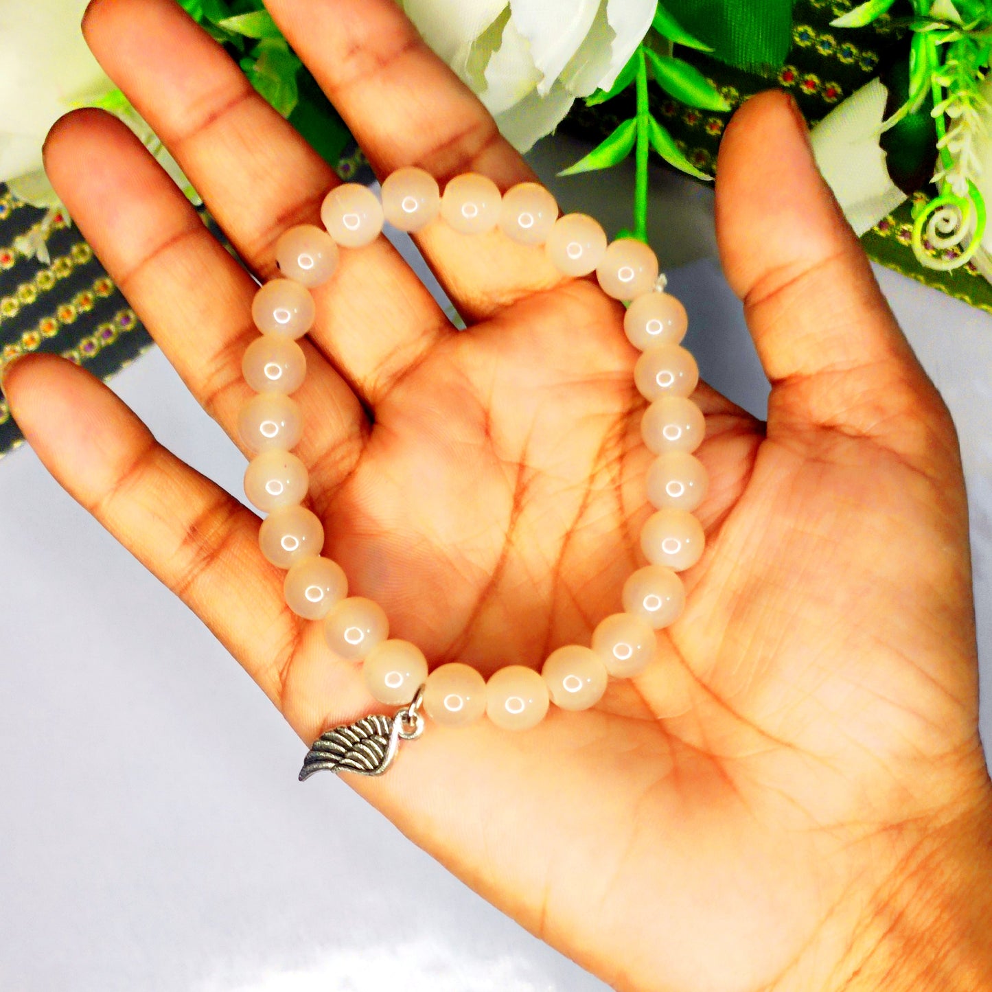 Round glass beads bracelet