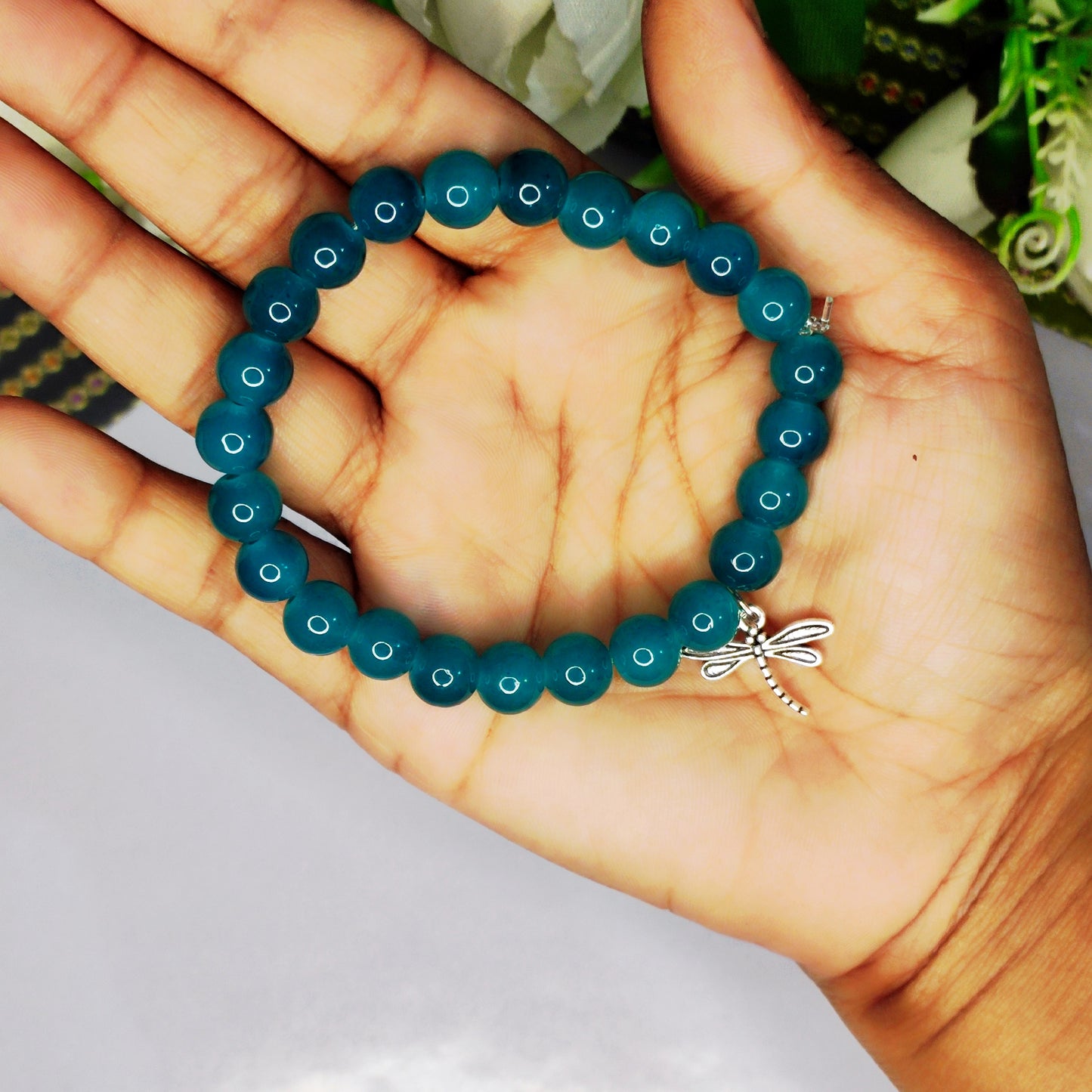 Round glass beads bracelet