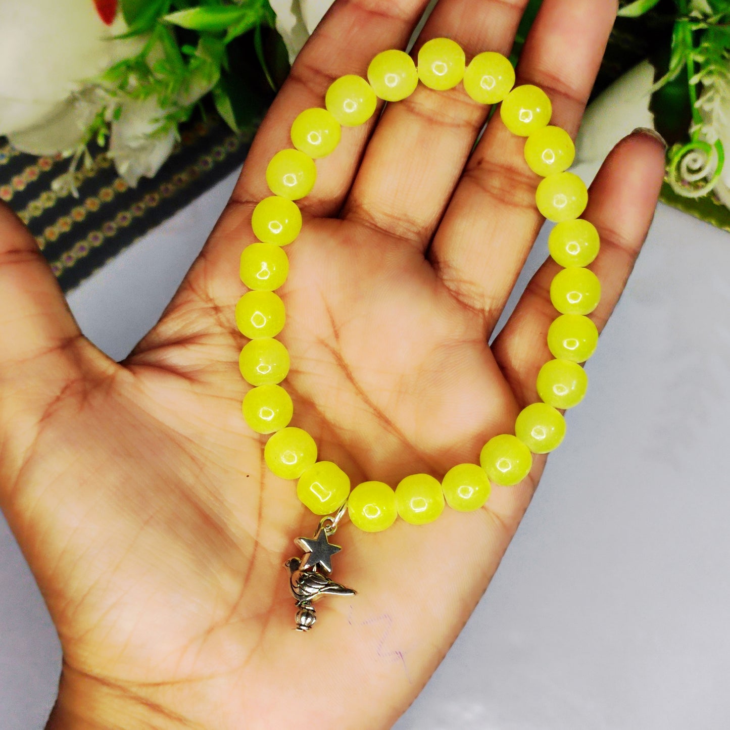 Round glass beads bracelet
