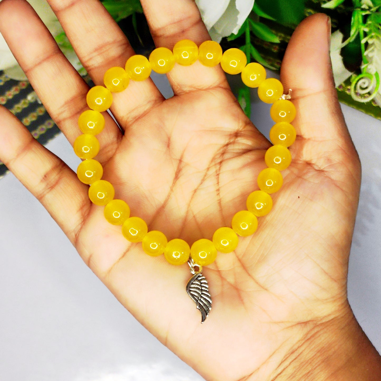 Round glass beads bracelet