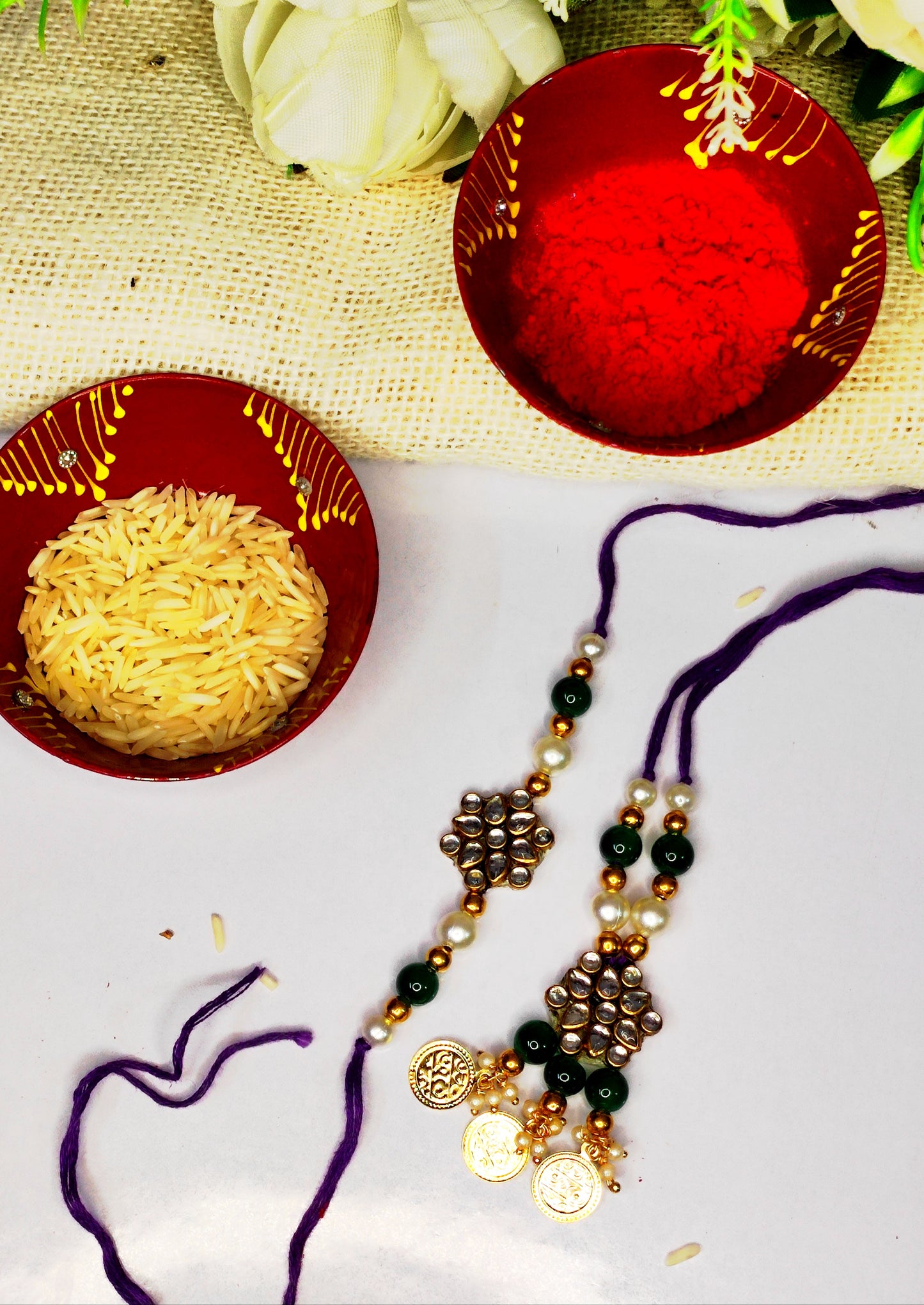 Bhai -bhabhi Rakhi set / lumba rakhi/ Handmade rakhi
