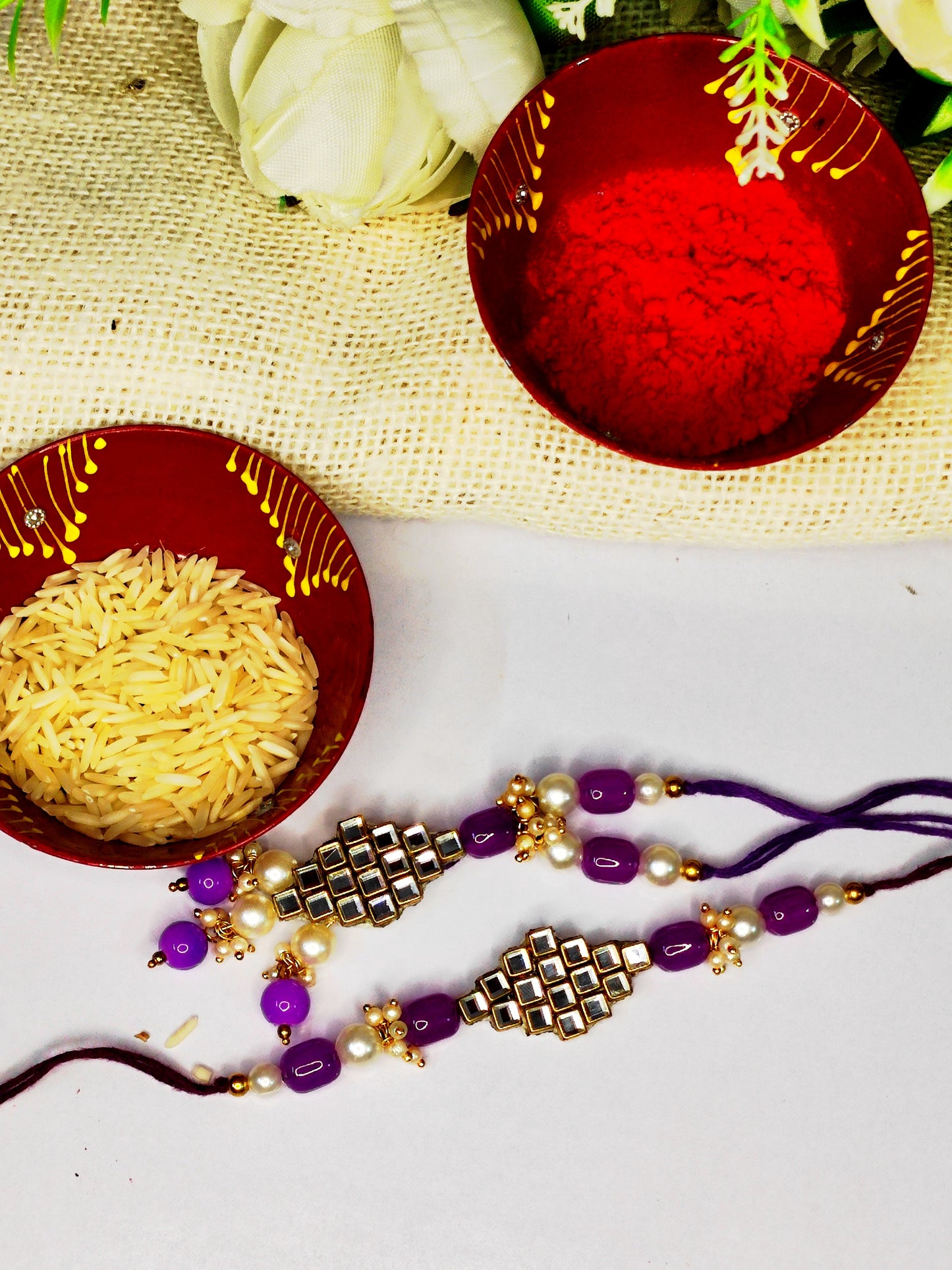 Bhai -bhabhi Rakhi set / lumba rakhi/ Handmade rakhi
