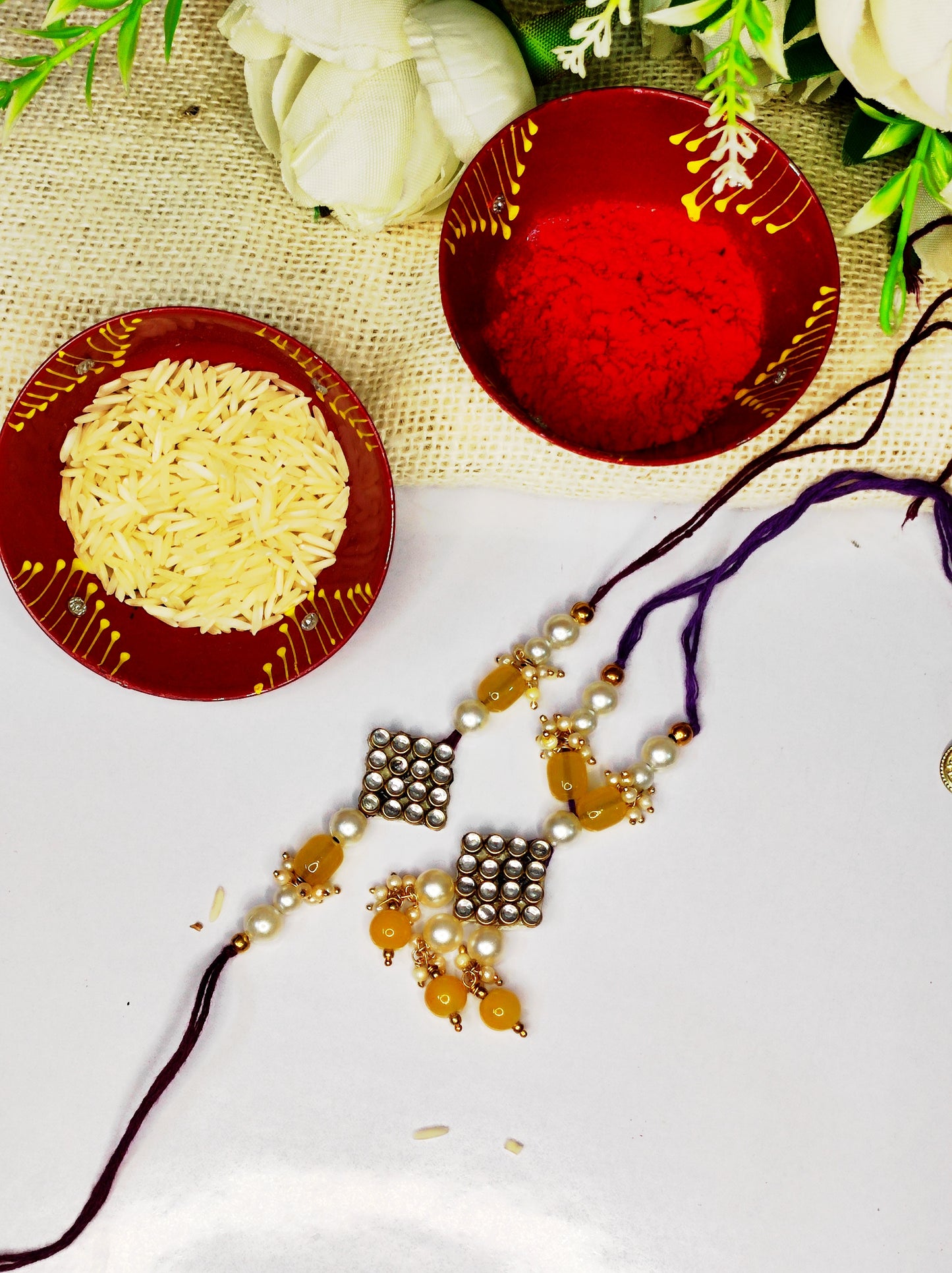 Bhai -bhabhi Rakhi set / lumba rakhi/ Handmade rakhi