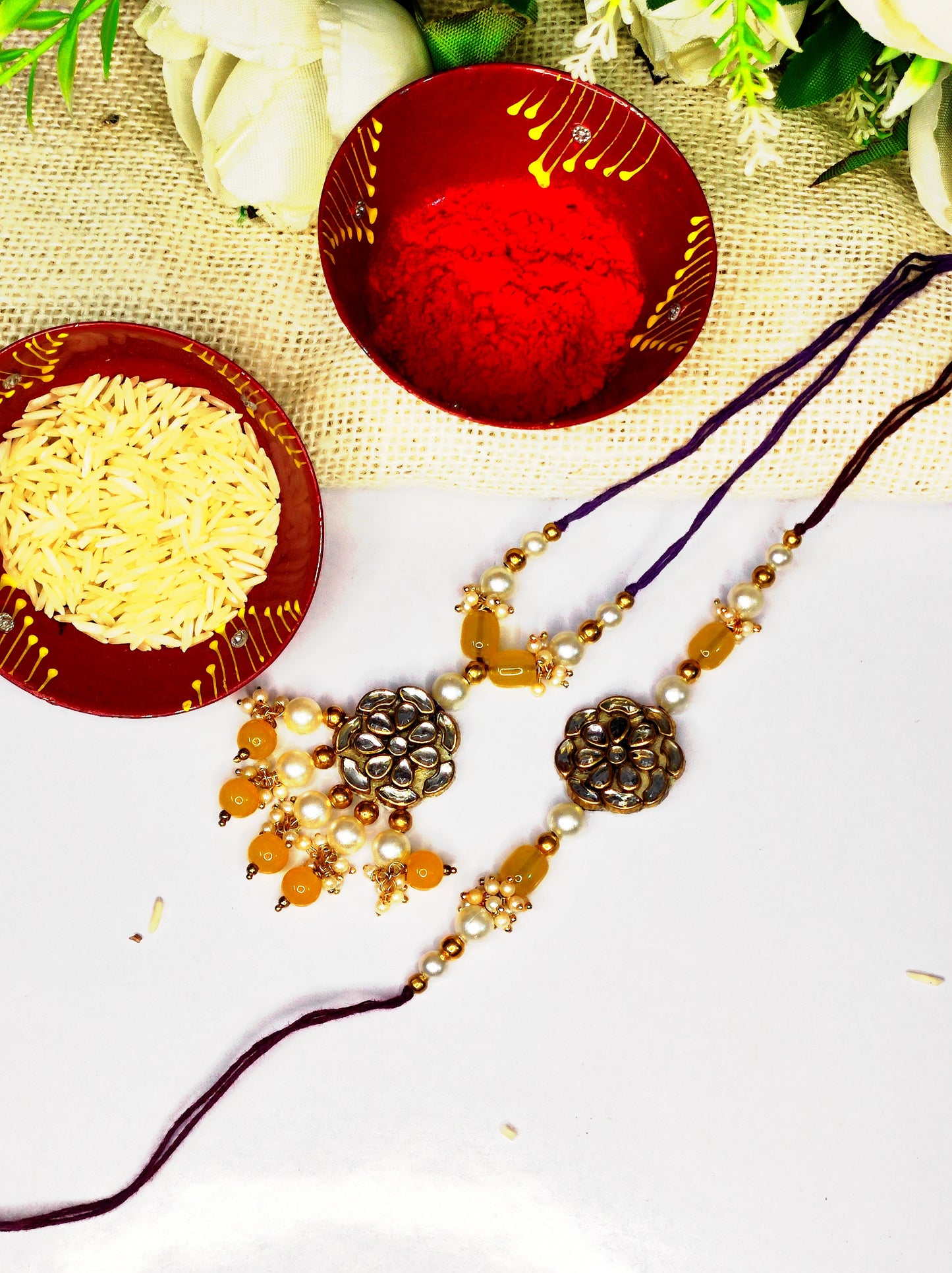 Bhai -bhabhi Rakhi set / lumba rakhi/ Handmade rakhi
