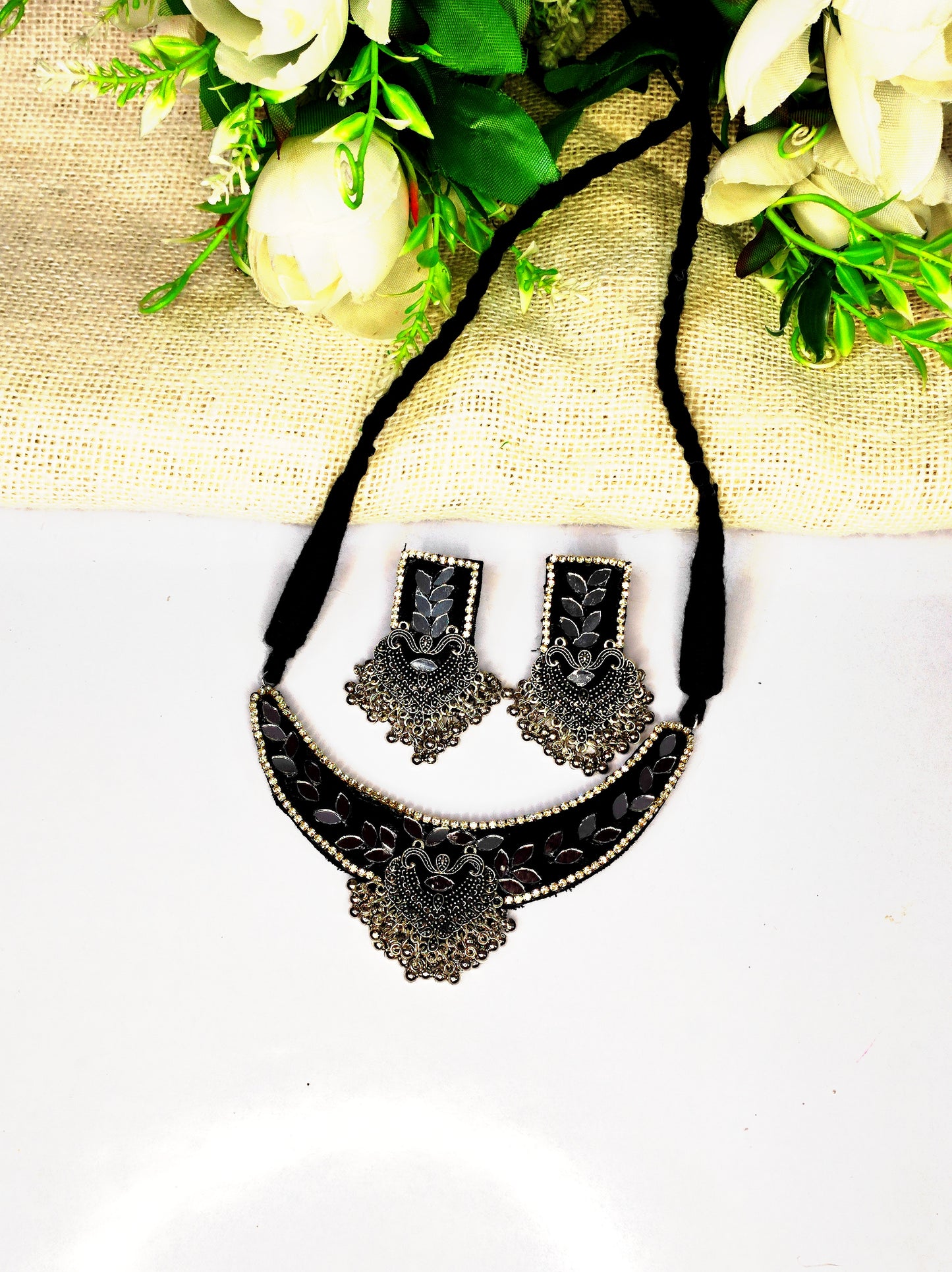 Black Fabric necklace/ navratri collection