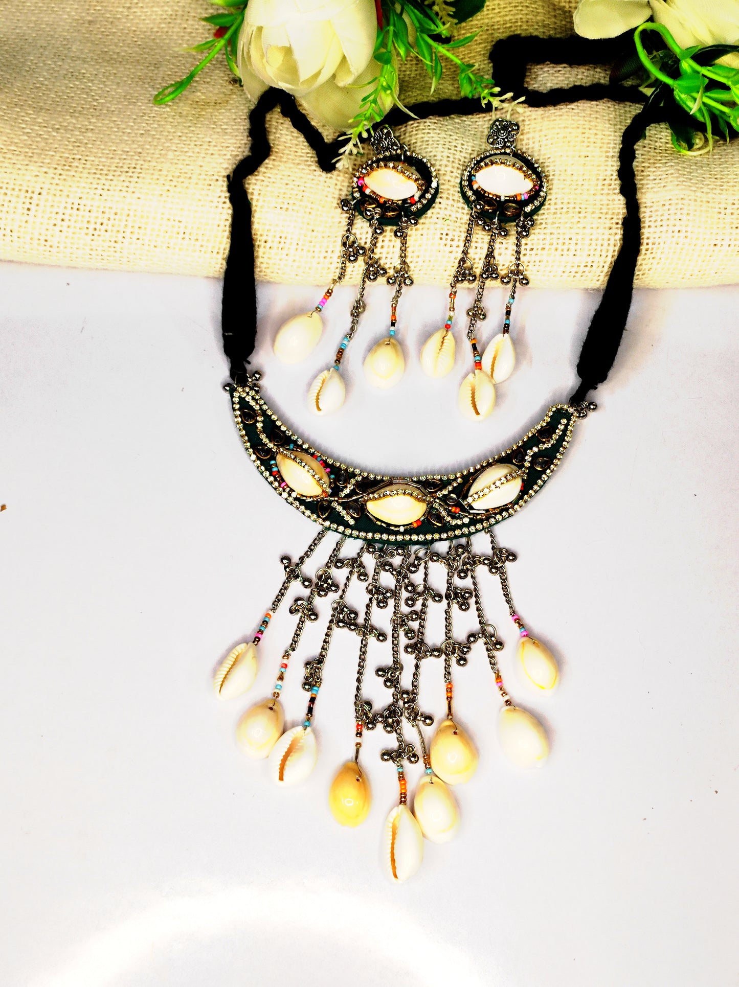 Black Fabric necklace/ navratri collection