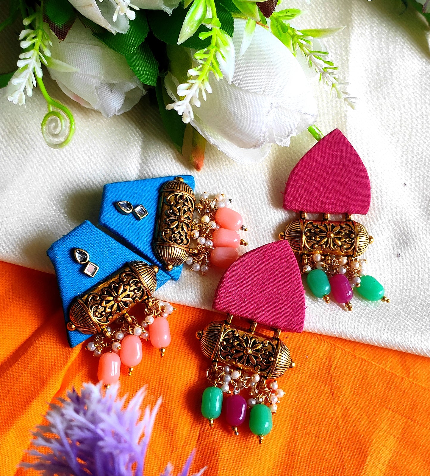 TRISHA EARRING HANDCRAFT EARRING FABRIC EARRING