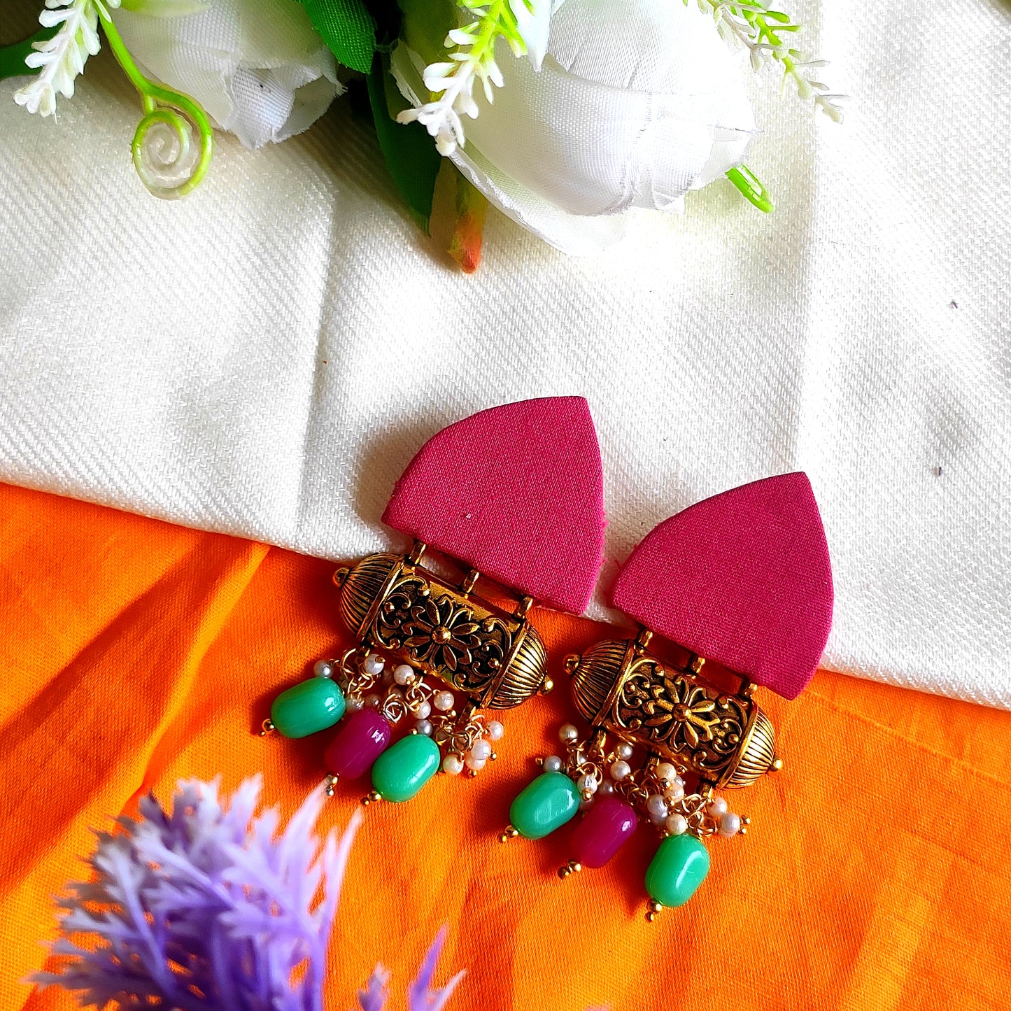 TRISHA EARRING HANDCRAFT EARRING FABRIC EARRING