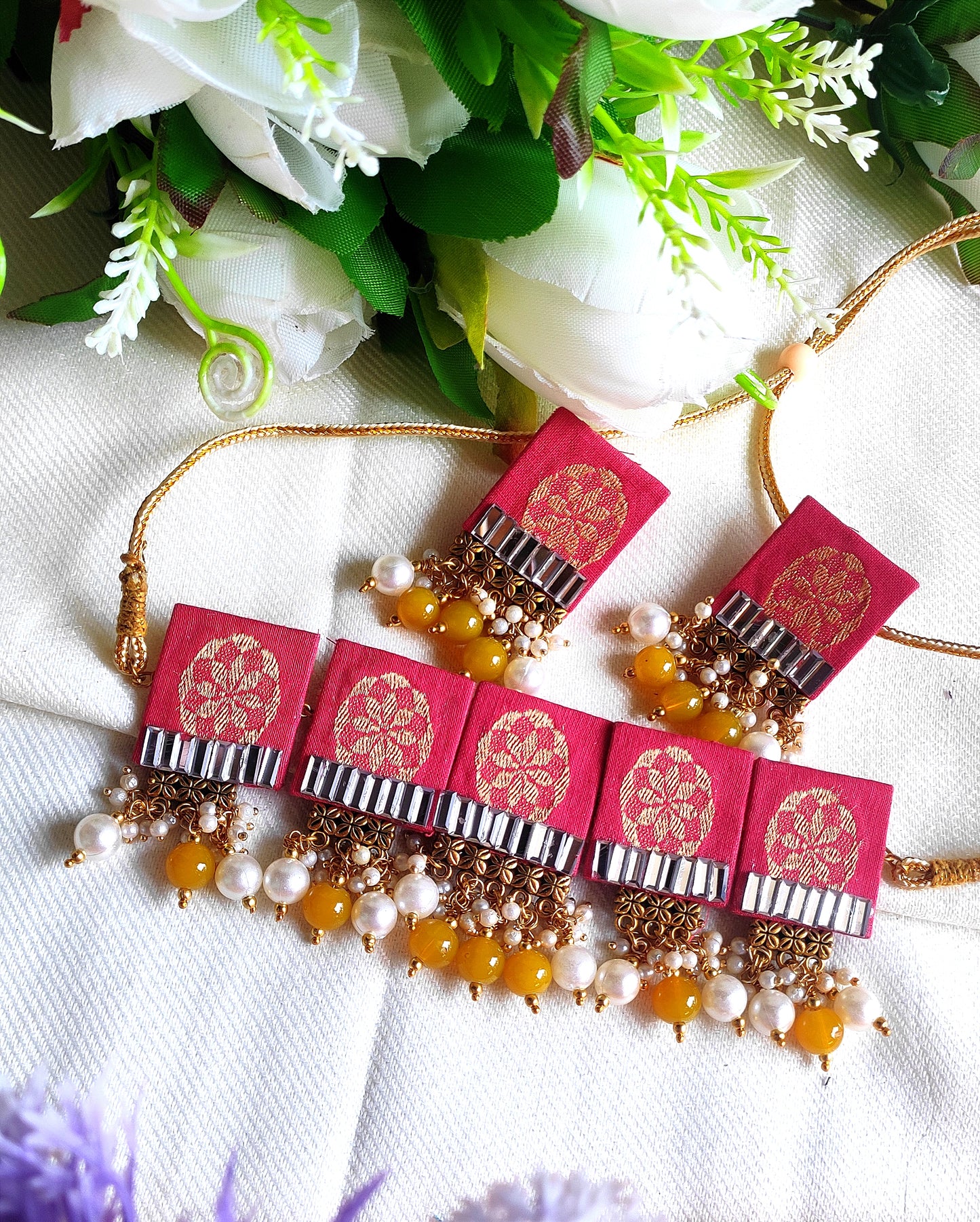 RAVI CHOKER SET HANDMDE NECKLESS FABRIC CHOKER FABRIC JEWELLERY