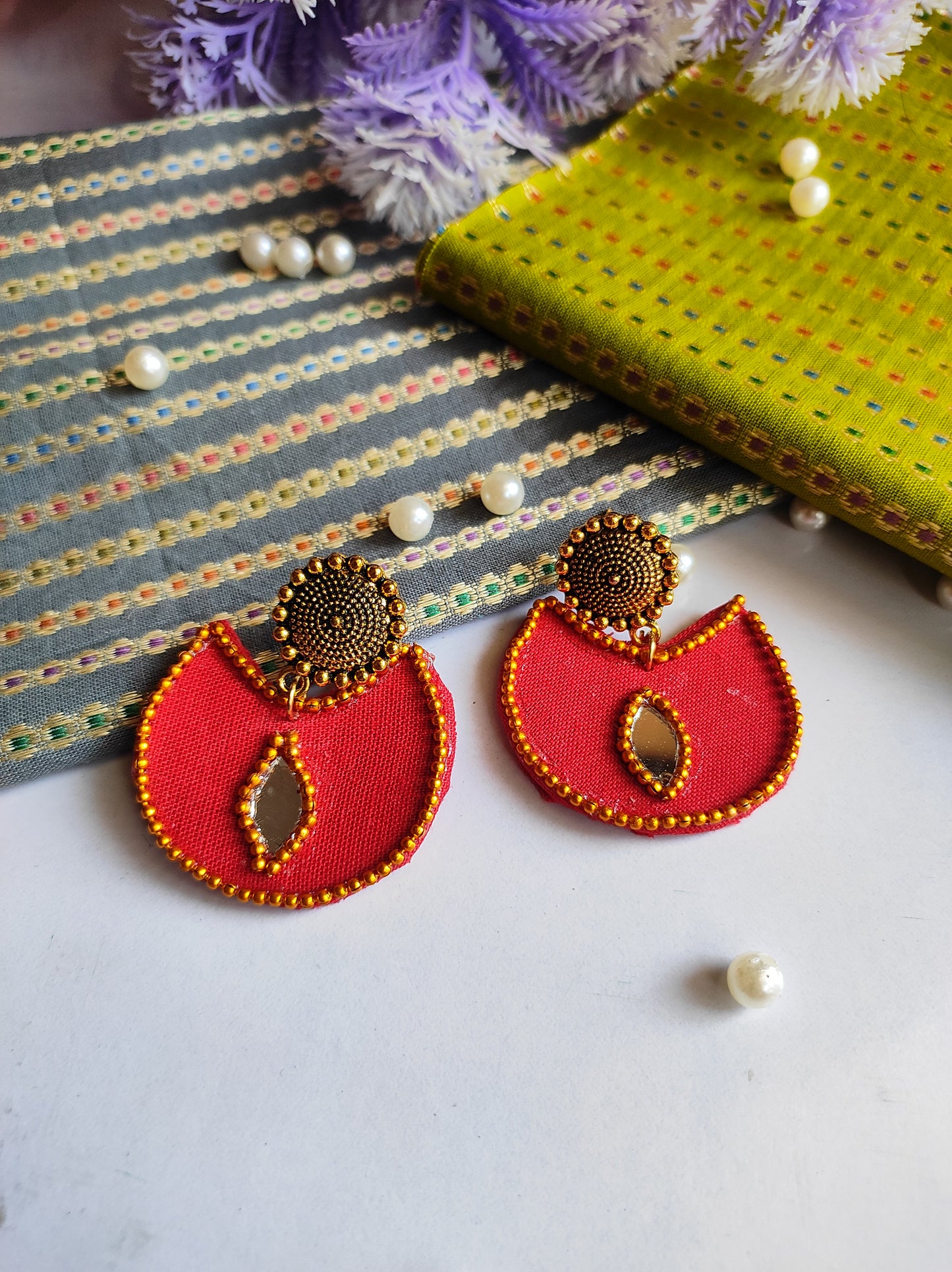 Aasha earring/ handcraft handmade fabric jewellery