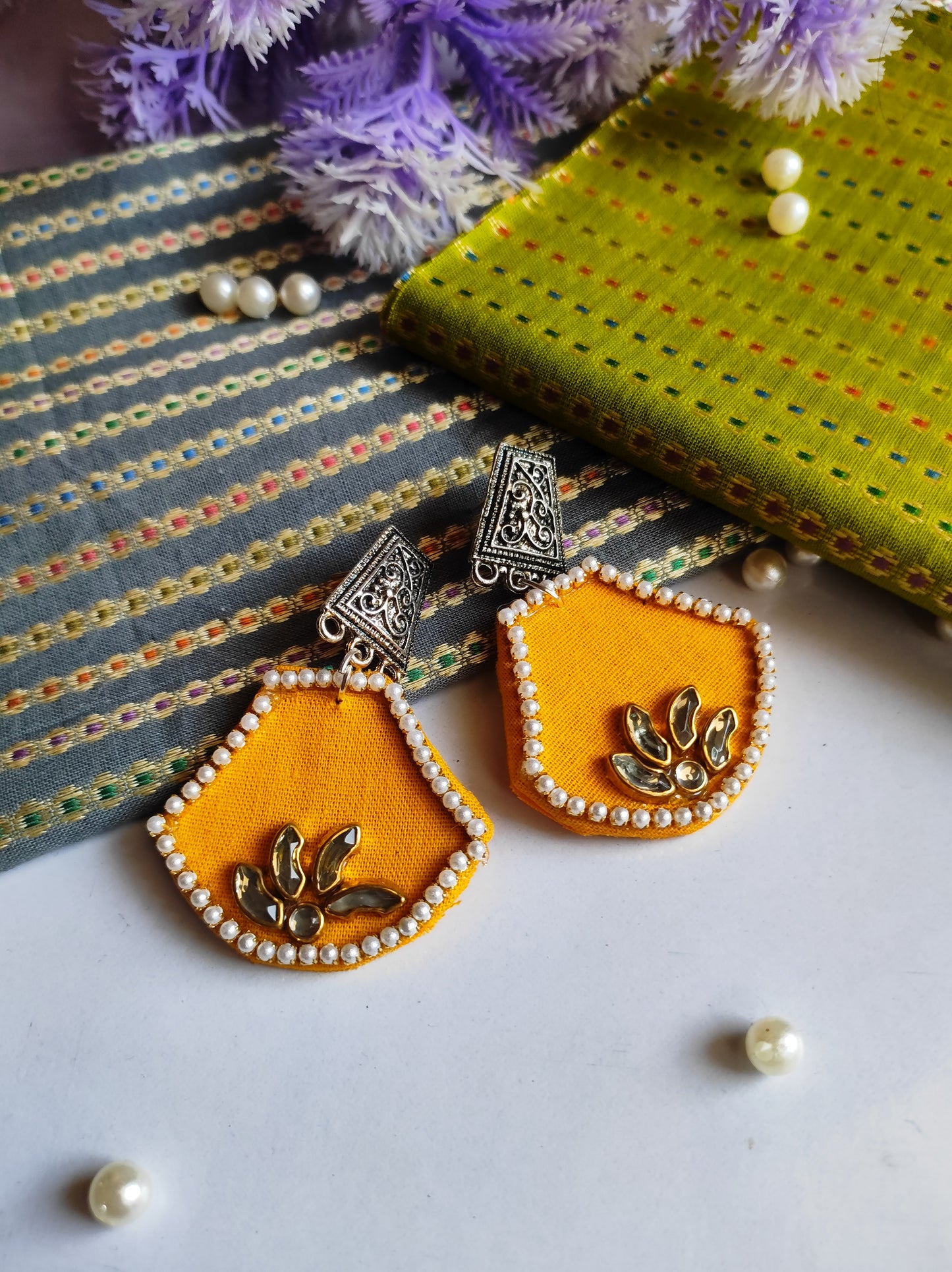 Aasha earring/ handcraft handmade fabric jewellery