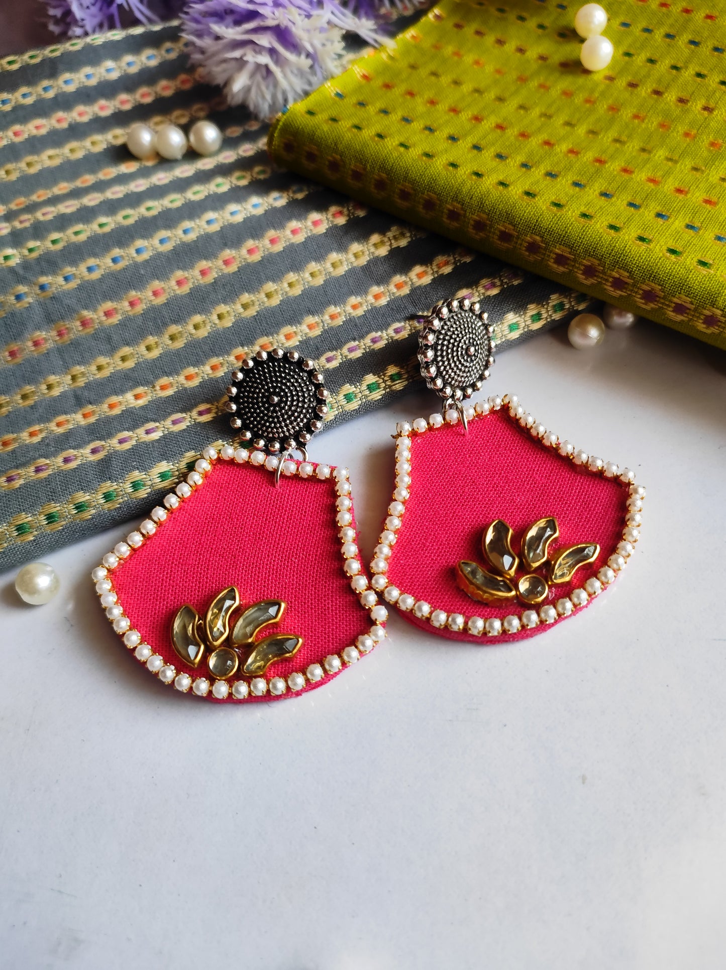 Aasha earring/ handcraft handmade fabric jewellery