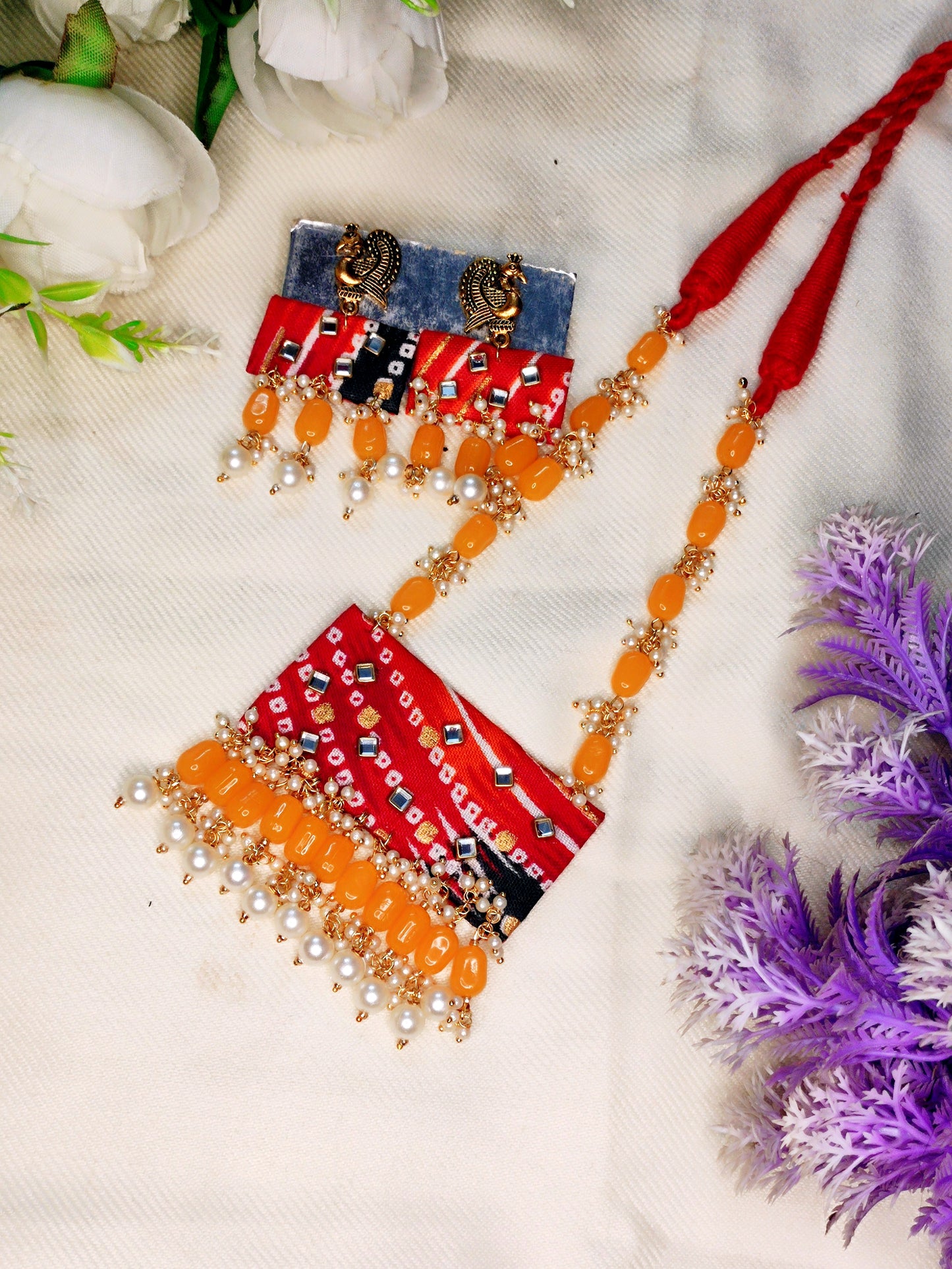 Fabric necklace Handmade jewelry / cloth jewelry/ handcrafted jewelry