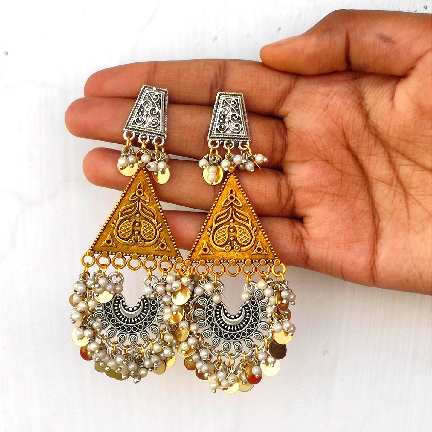 Jhumka / Handmade earring party wear earring/ golden earrings/ antique earrings