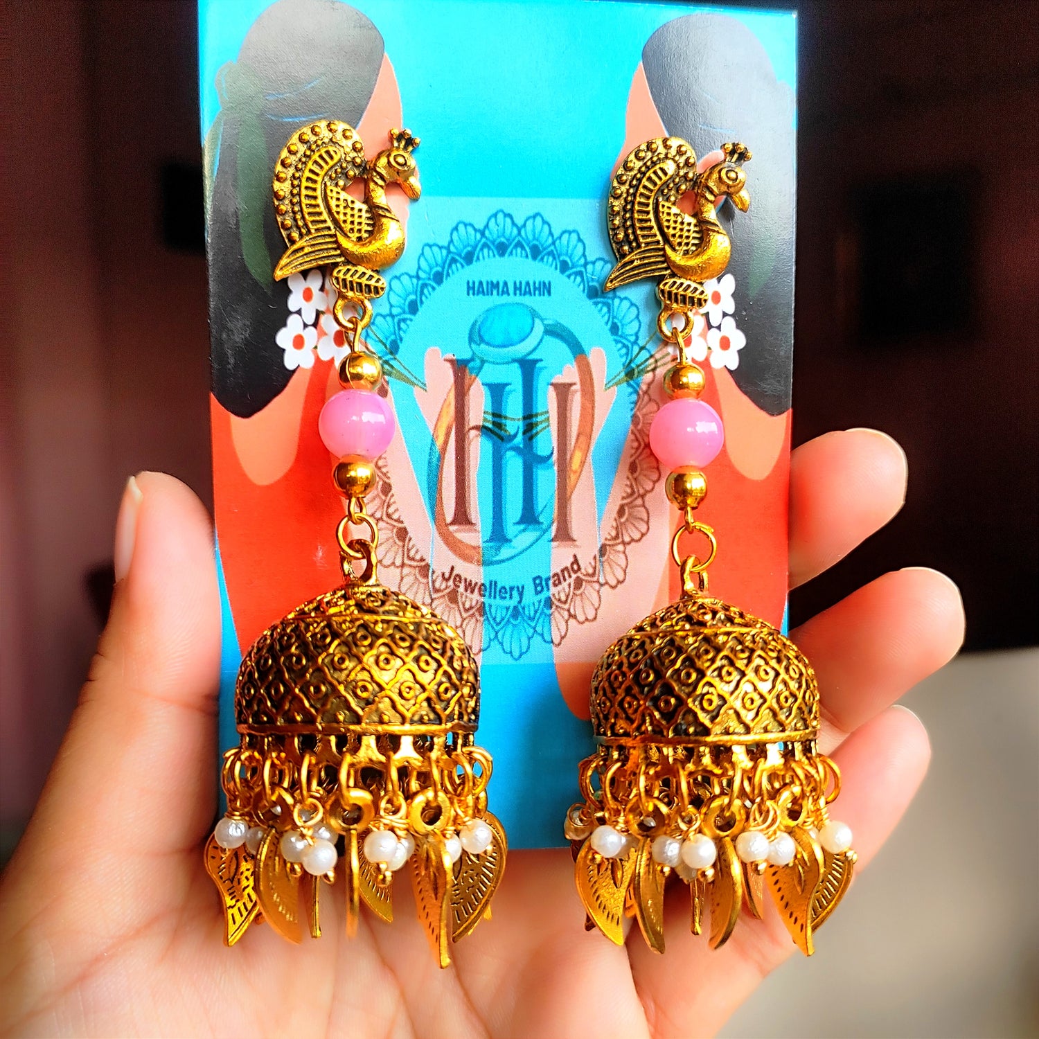 golden Oxide jewelry/  golden earrings/ Antique jewelry