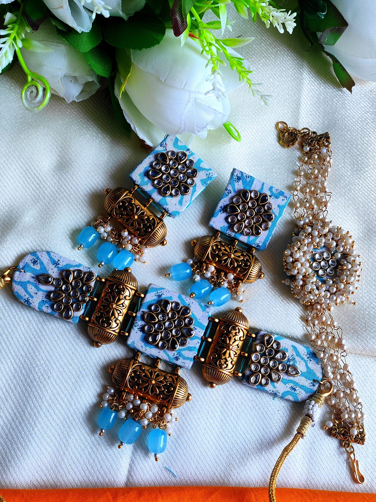 choker set/ Fabric choker/