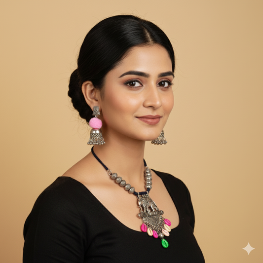 Navratri jewelry/ silver necklace