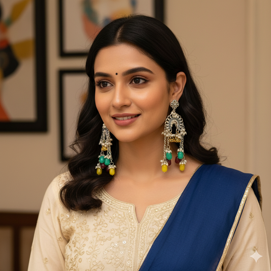 Naina silver jhumka / handmade jhumka by mayurpankh handmade/ oxide jhumka