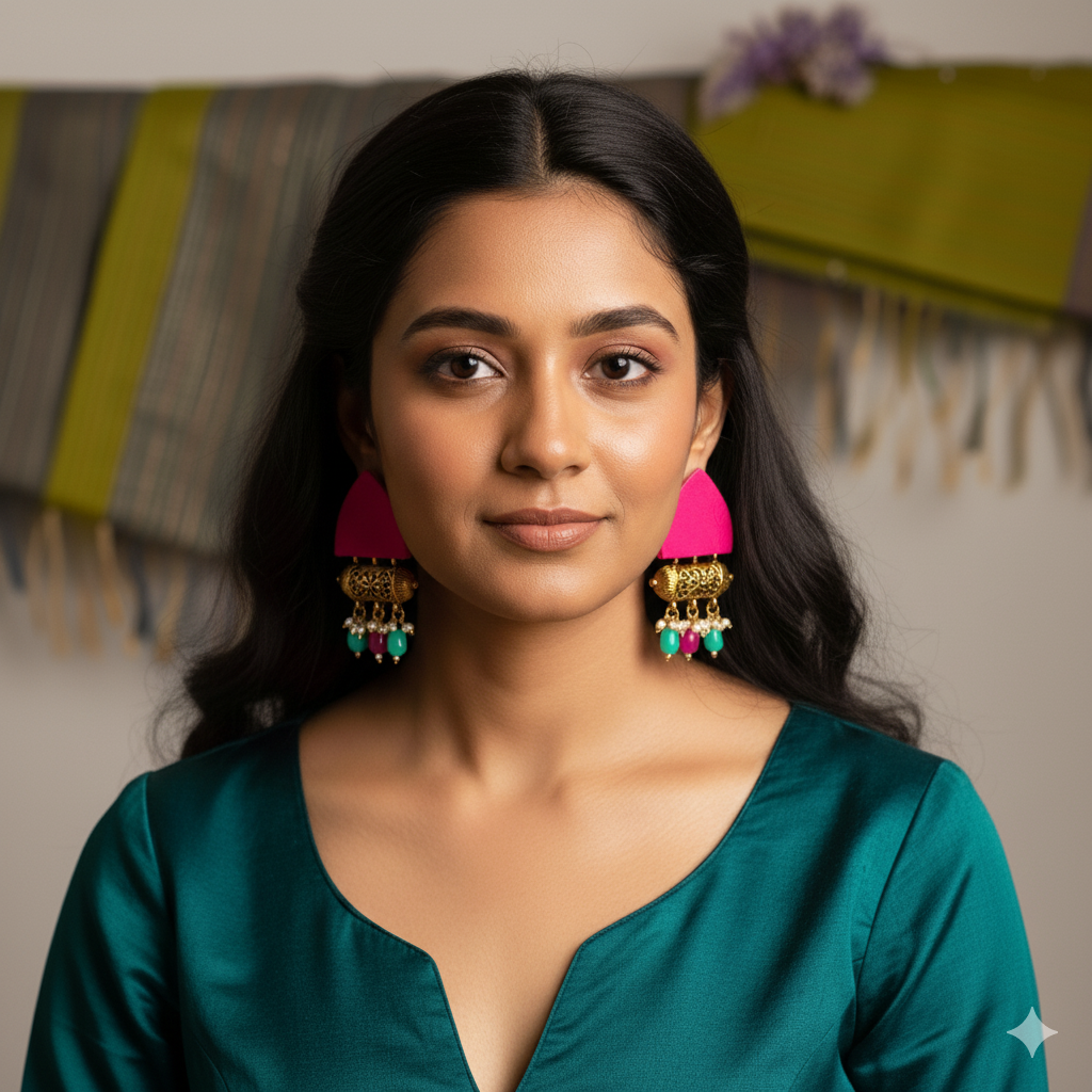 TRISHA EARRING  HANDCRAFT EARRING FABRIC EARRING