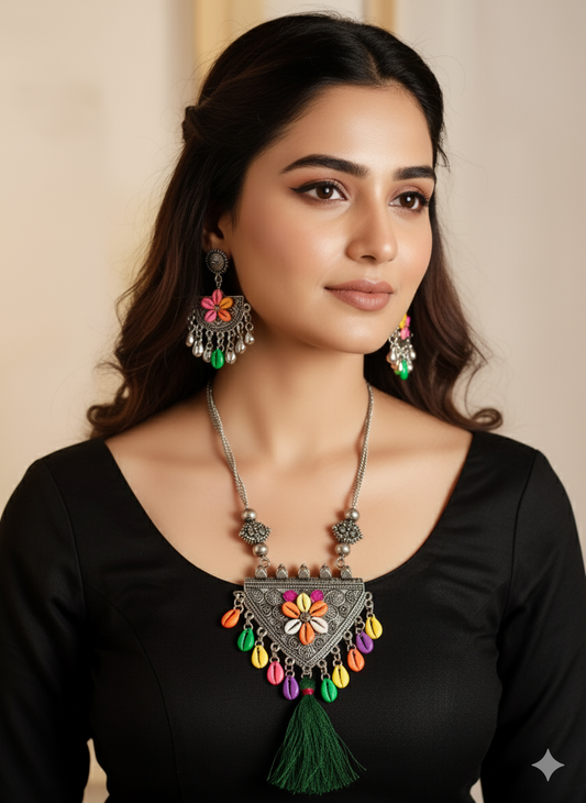 Necklace/ silver oxide necklace / Navratri jewelry