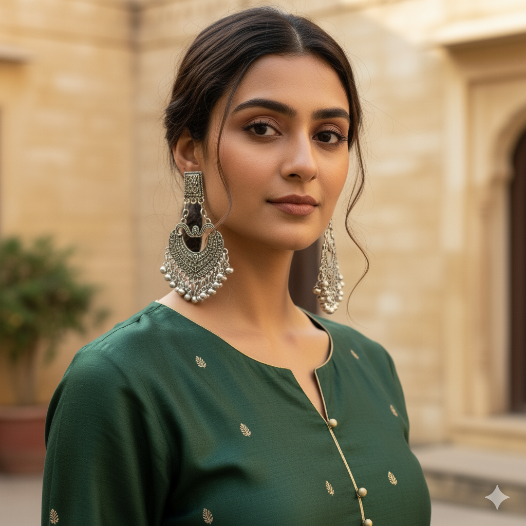 Pearl jhumka /silver oxide jhumka