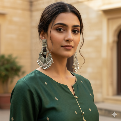 Pearl jhumka /silver oxide jhumka