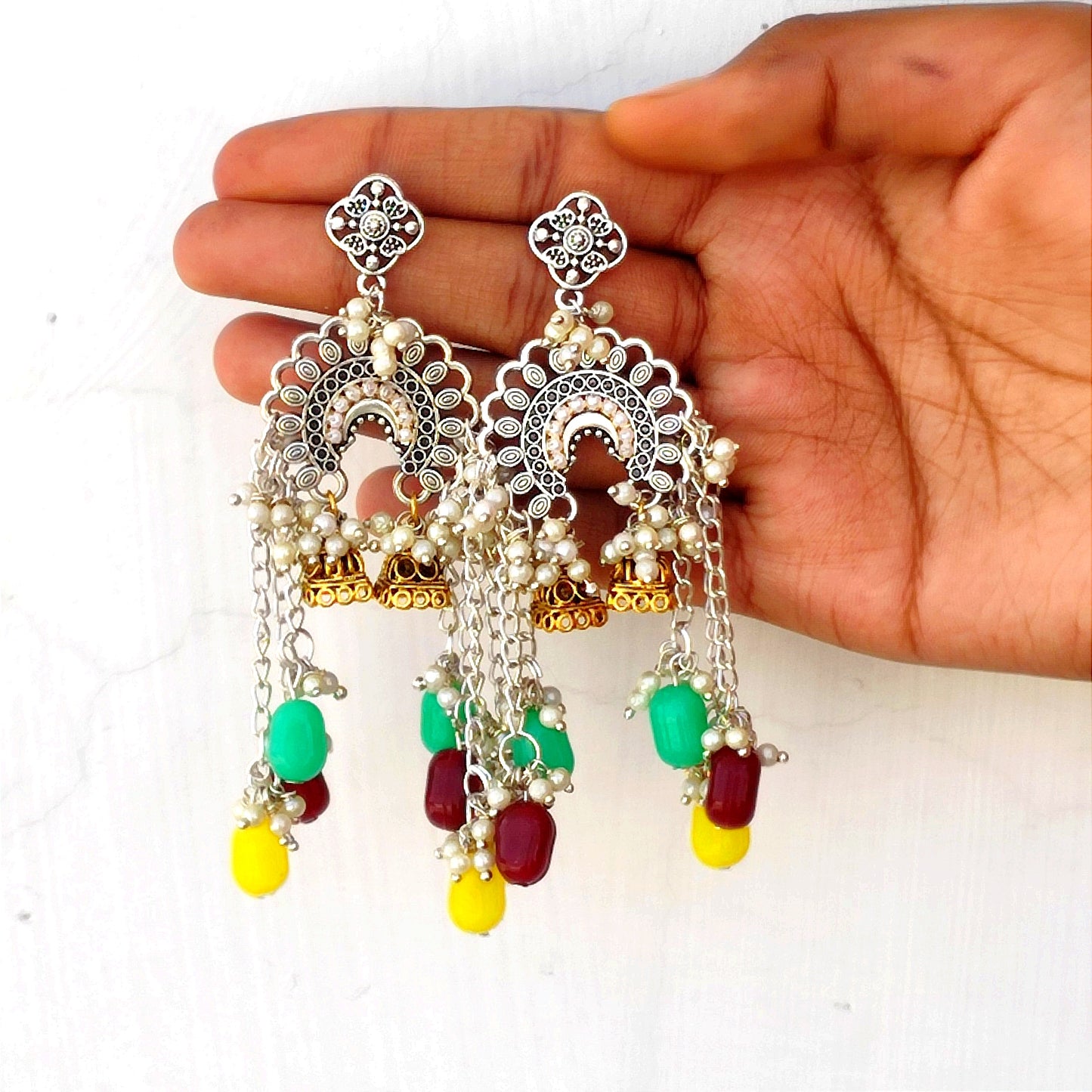 Naina silver jhumka / handmade jhumka by mayurpankh handmade/ oxide jhumka