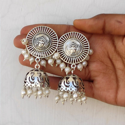 Pearl jhumka /silver oxide jhumka
