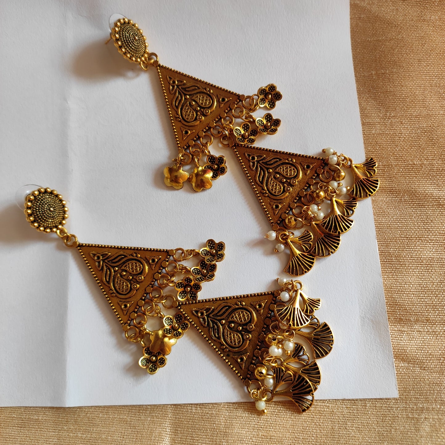 mayur golden jhumka/ golden jhumka Handmade