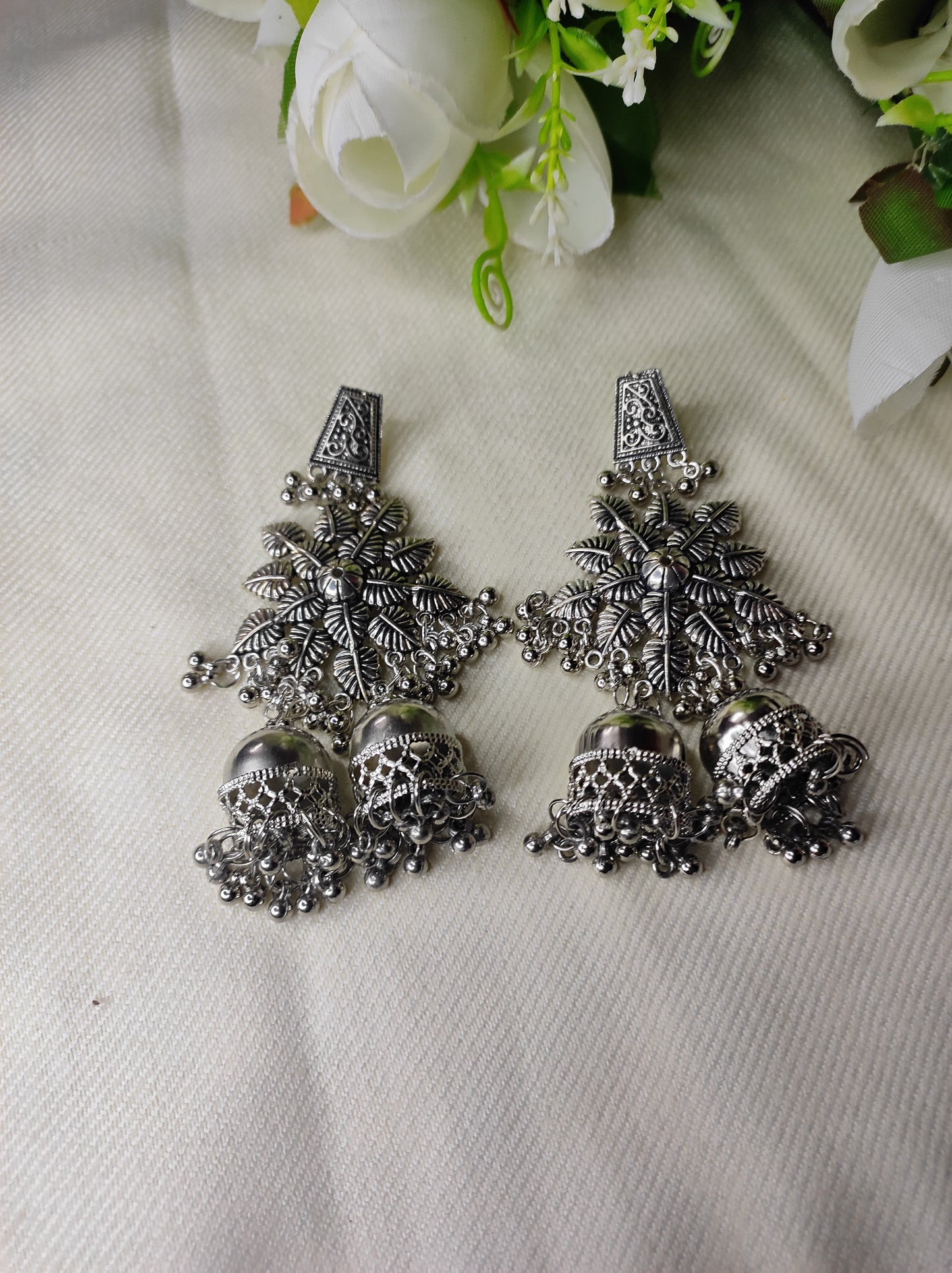 Silver jhumka/ oxide jhumka/ earring handmade