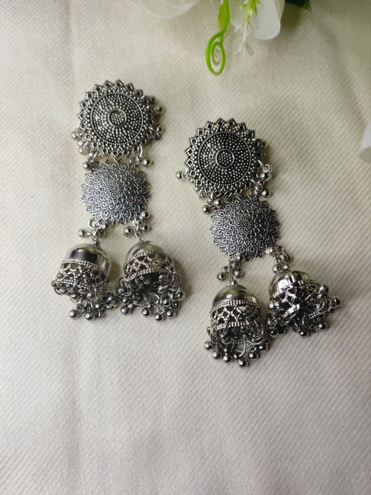 Lara silver oxide jhumka/ jhumka/ handmade jewelry