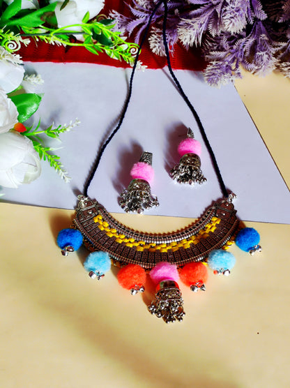 Silver oxide hasli set / Navratri jewelry