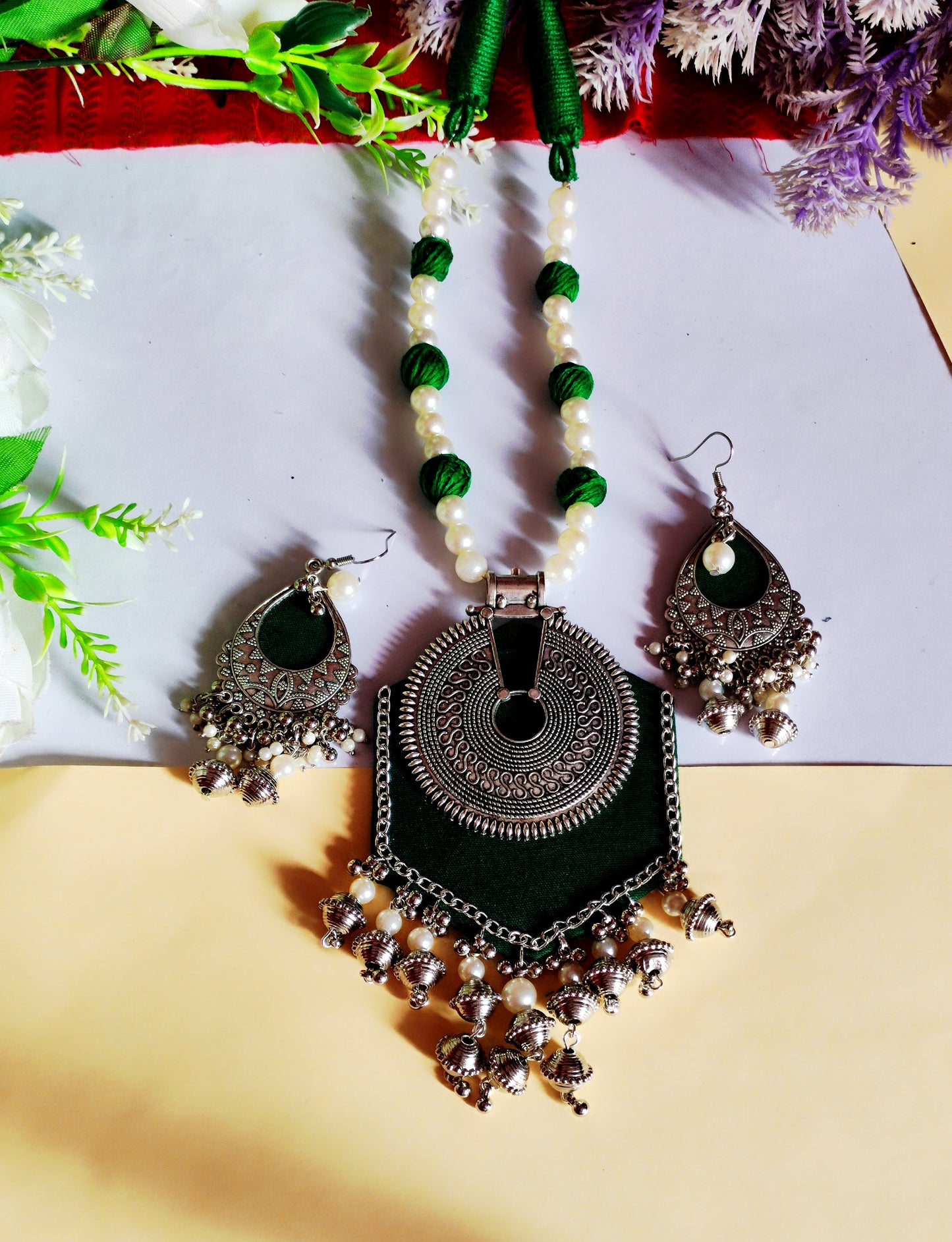 fabric necklace / mayurpankh jewelry/ navratri jewelry