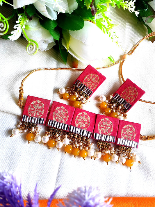 RAVI CHOKER SET HANDMDE NECKLESS FABRIC CHOKER FABRIC JEWELLERY
