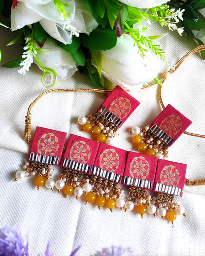RAVI CHOKER SET HANDMDE NECKLESS FABRIC CHOKER FABRIC JEWELLERY