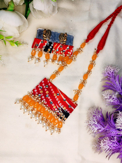 Fabric necklace Handmade jewelry / cloth jewelry/ handcrafted jewelry