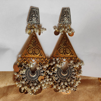 Jhumka  / Handmade earring party wear earring/ golden earrings/ antique earrings
